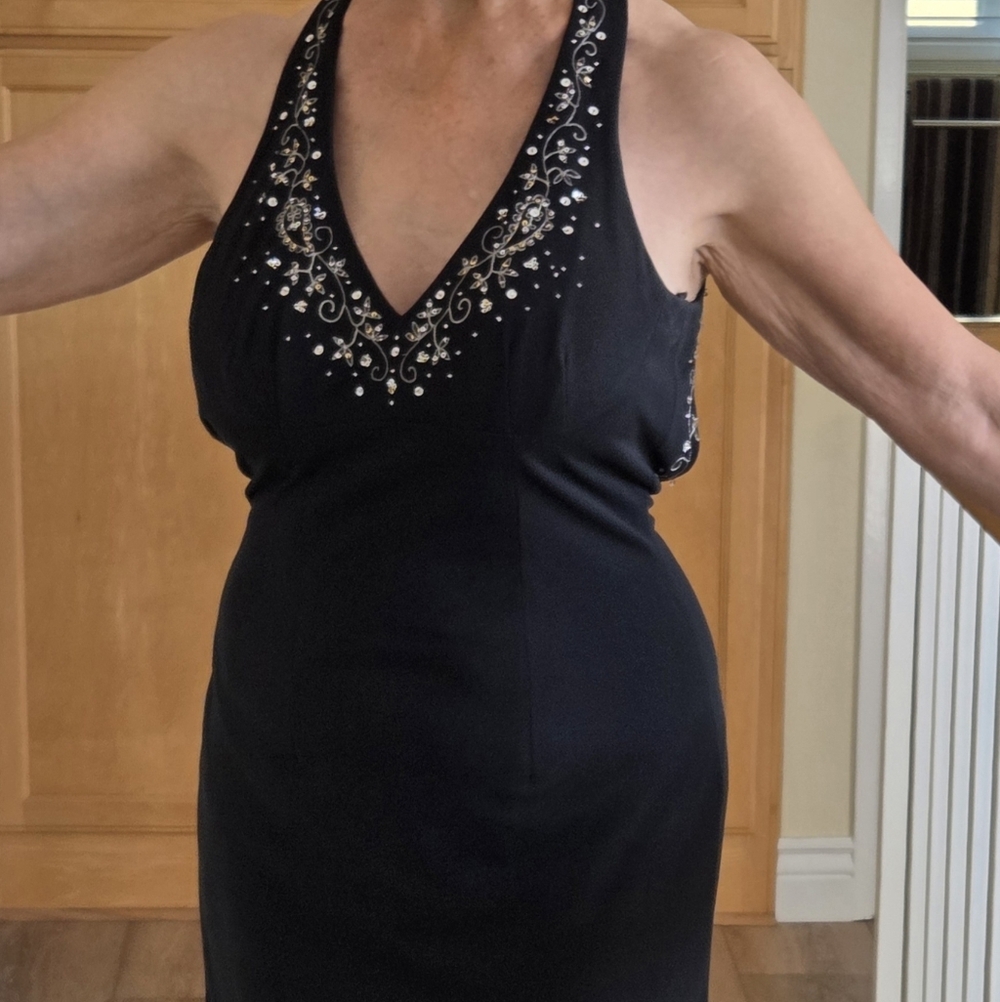 Dave & Johnny Elegant Black Dress with Silver Accents